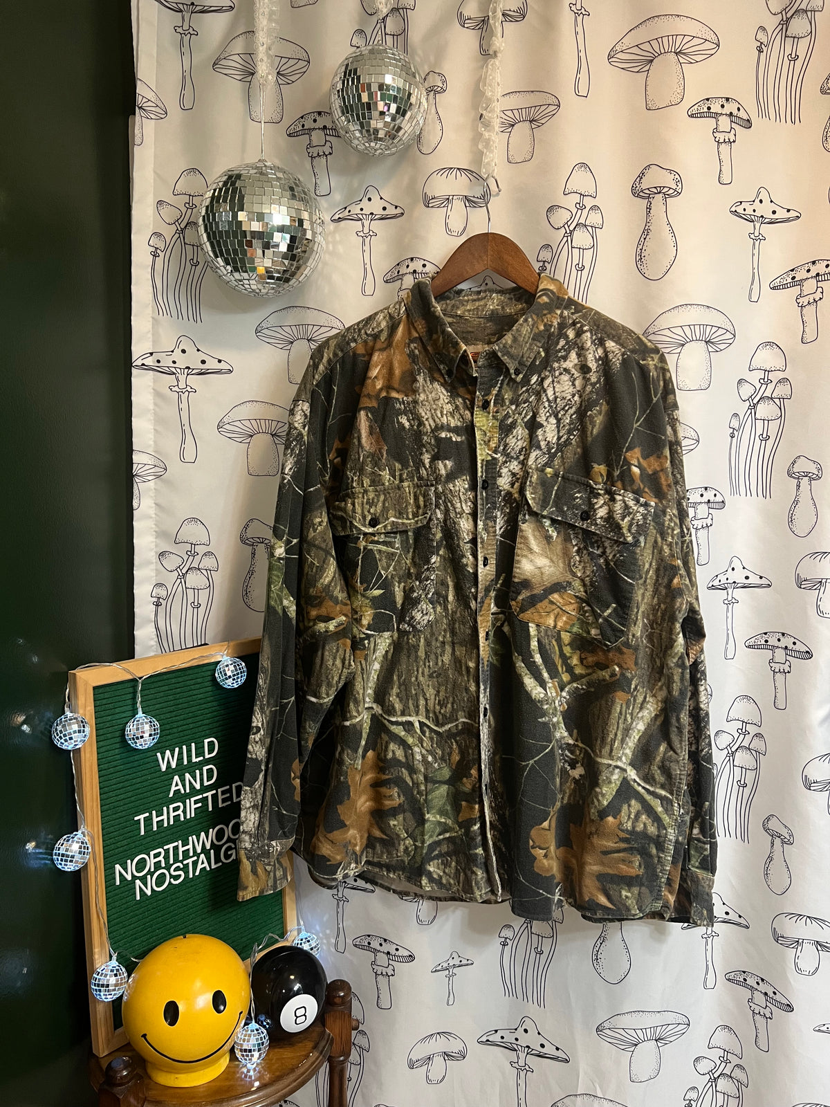 The Backwoods Mallard : One of One Upcycled Vintage Mossy Oak Overshirt